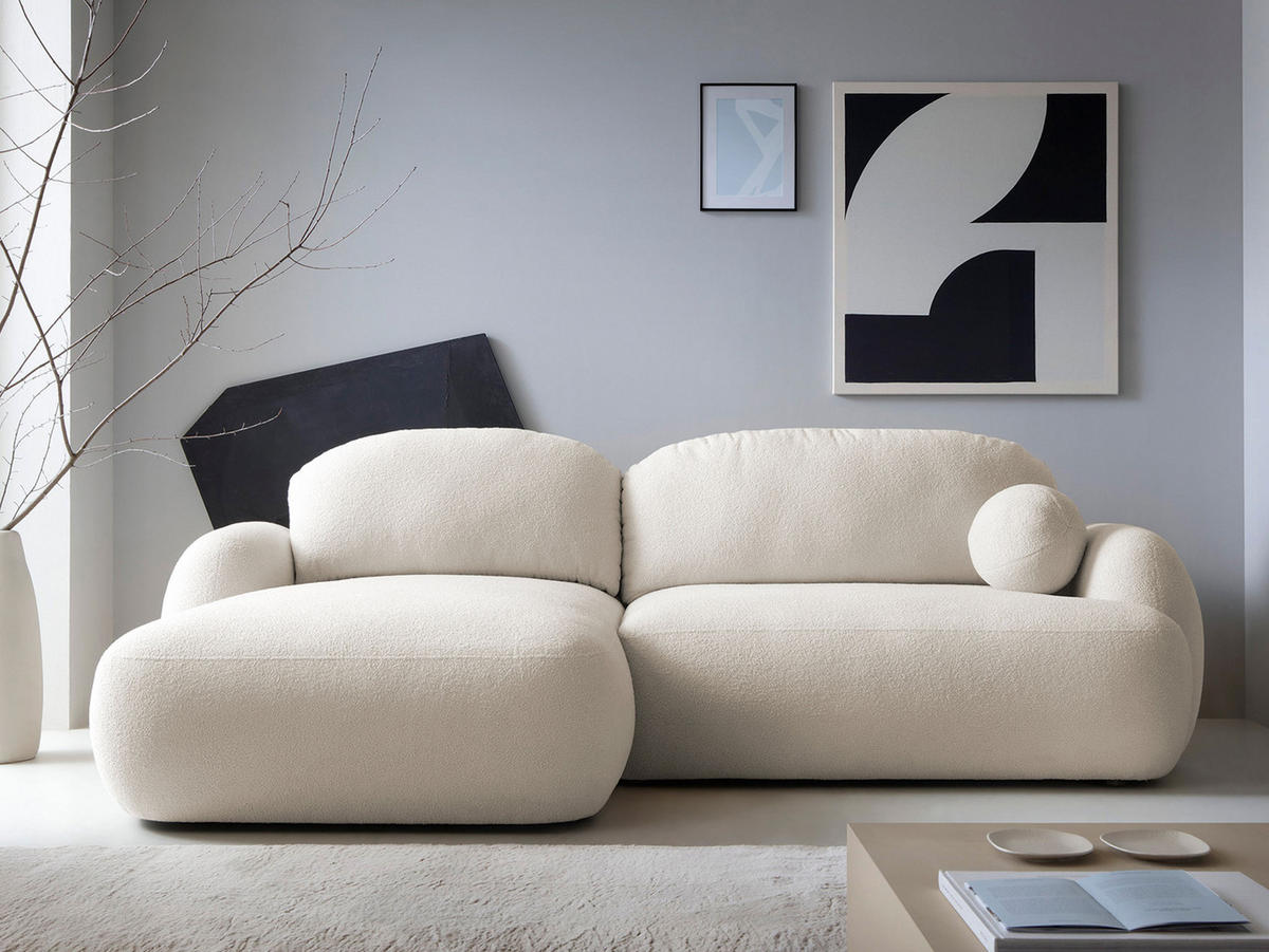 ECKSOFA Mayo, Seite: Links - Creme/Schwarz, Holz/Kunststoff (275/175cm) - MIRJAN24
