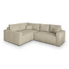ECKSOFA ERONIS L-S Creme Kordstoff mit Schlaffunktion - Creme, Holz (265/194cm) - MASSENO