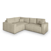 ECKSOFA ERONIS L-S Creme Kordstoff mit Schlaffunktion - Creme, Holz (265/194cm) - MASSENO