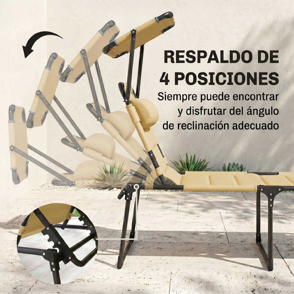 GARTENLIEGE Cremefarben 1 Stück - Beige, Metall (200/45/70cm) - GiPP