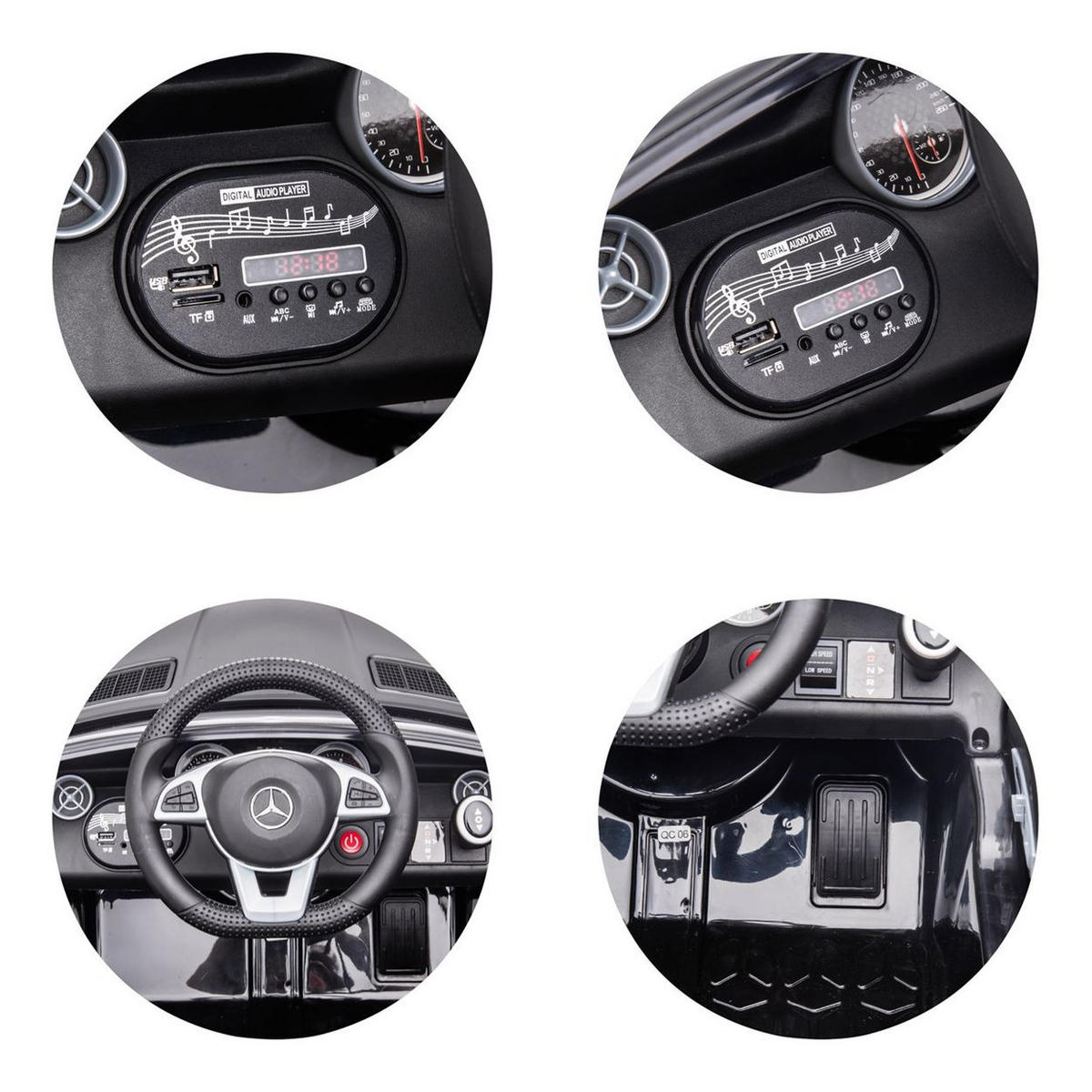 ELEKTROAUTO Mercedes SLC300 schwarz Fernbedienung MP3 Bluetooth - Schwarz, Kunststoff (107/63/44cm) - Chipolino