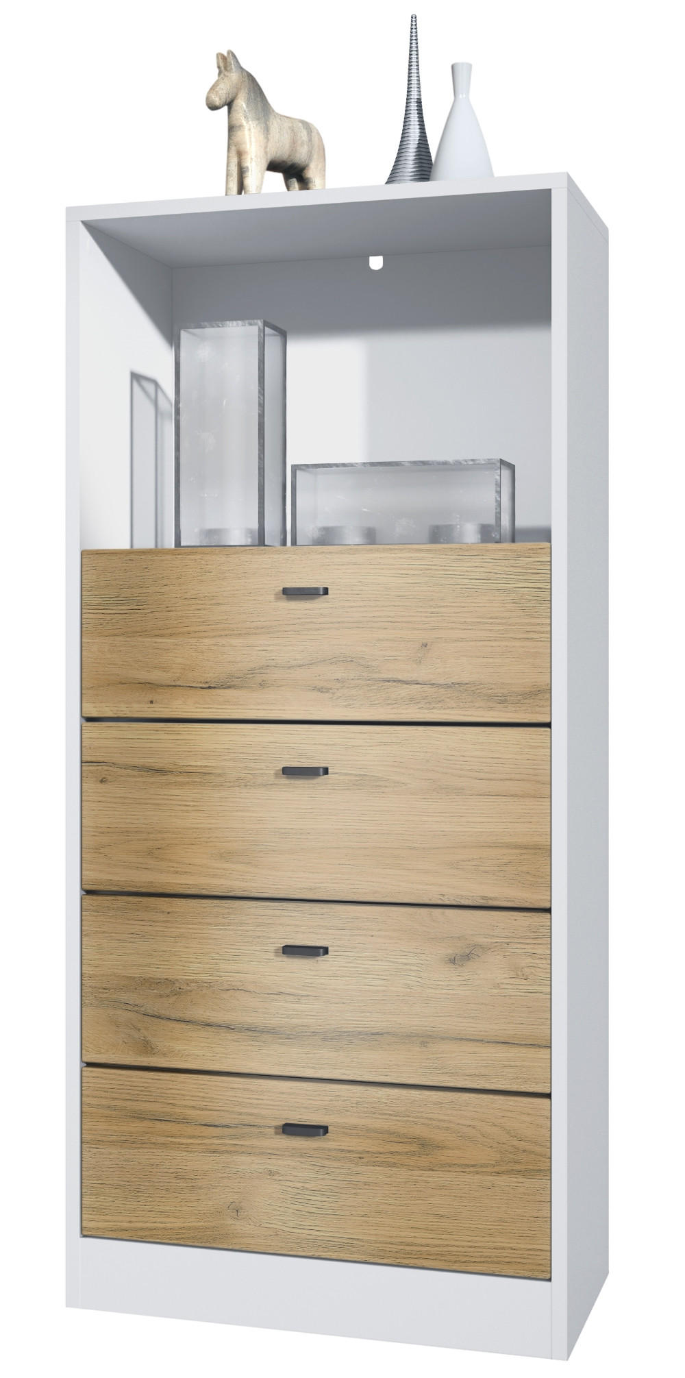 KOMMODE Pino Fronten in Eiche Natur - Eichefarben, Holzwerkstoff (56/125/36cm) - Vladon