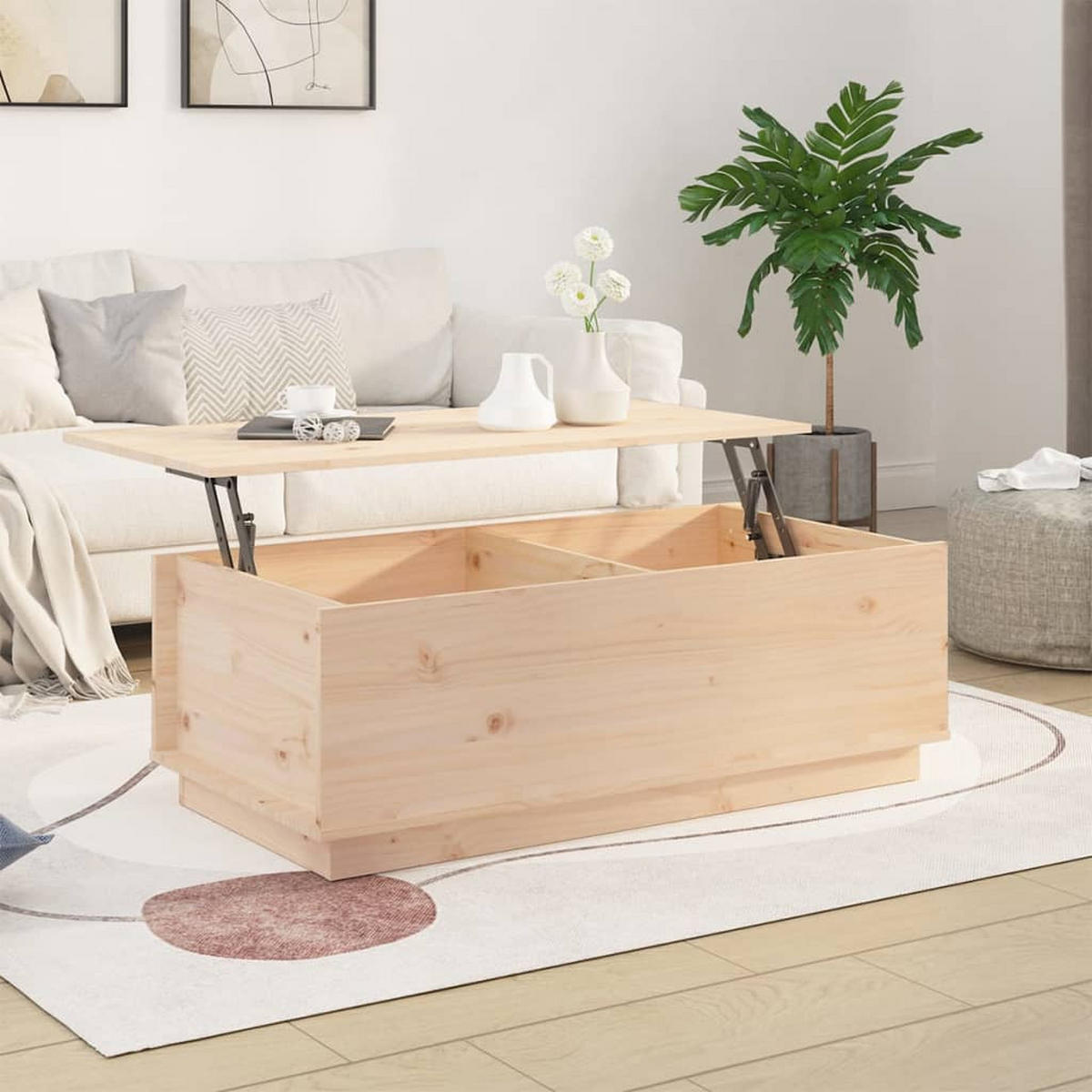 COUCHTISCH 100x50x35 cm Massivholz Kiefer - Hellbraun, Holz (100/50/35cm) - furnicato