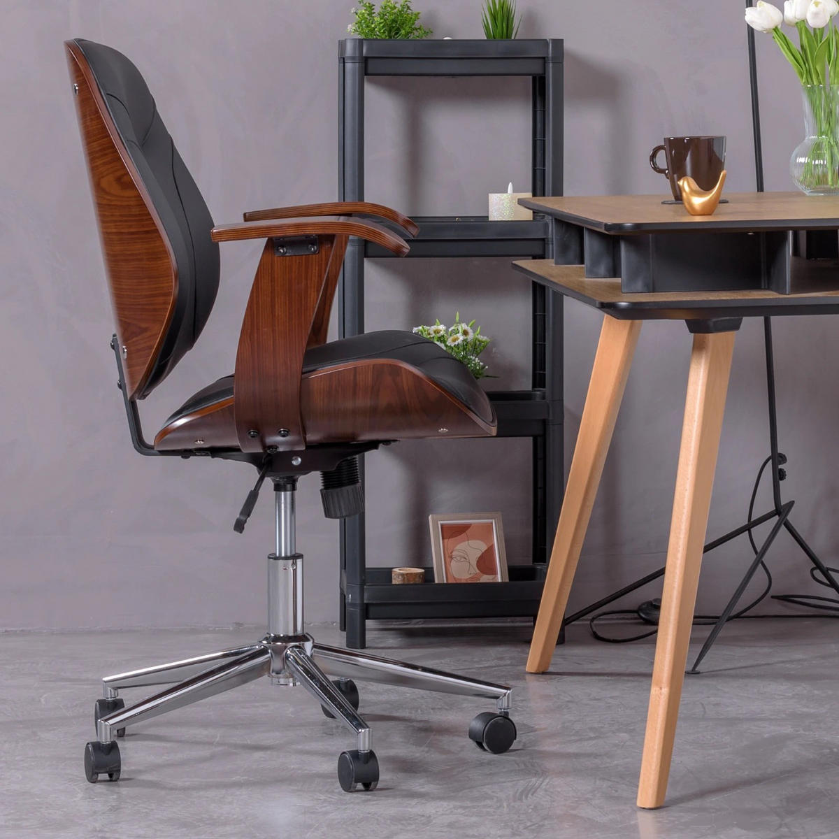 BÜROSTUHL Holz Schwarz - Schwarz, Holz (69/93/60cm) - Nest Dream