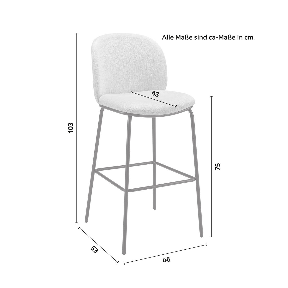 BARHOCKER Malea Hellgrau Chenille Gepolstert - Hellgrau, Holz (1/1/46cm) - Bessagi Home
