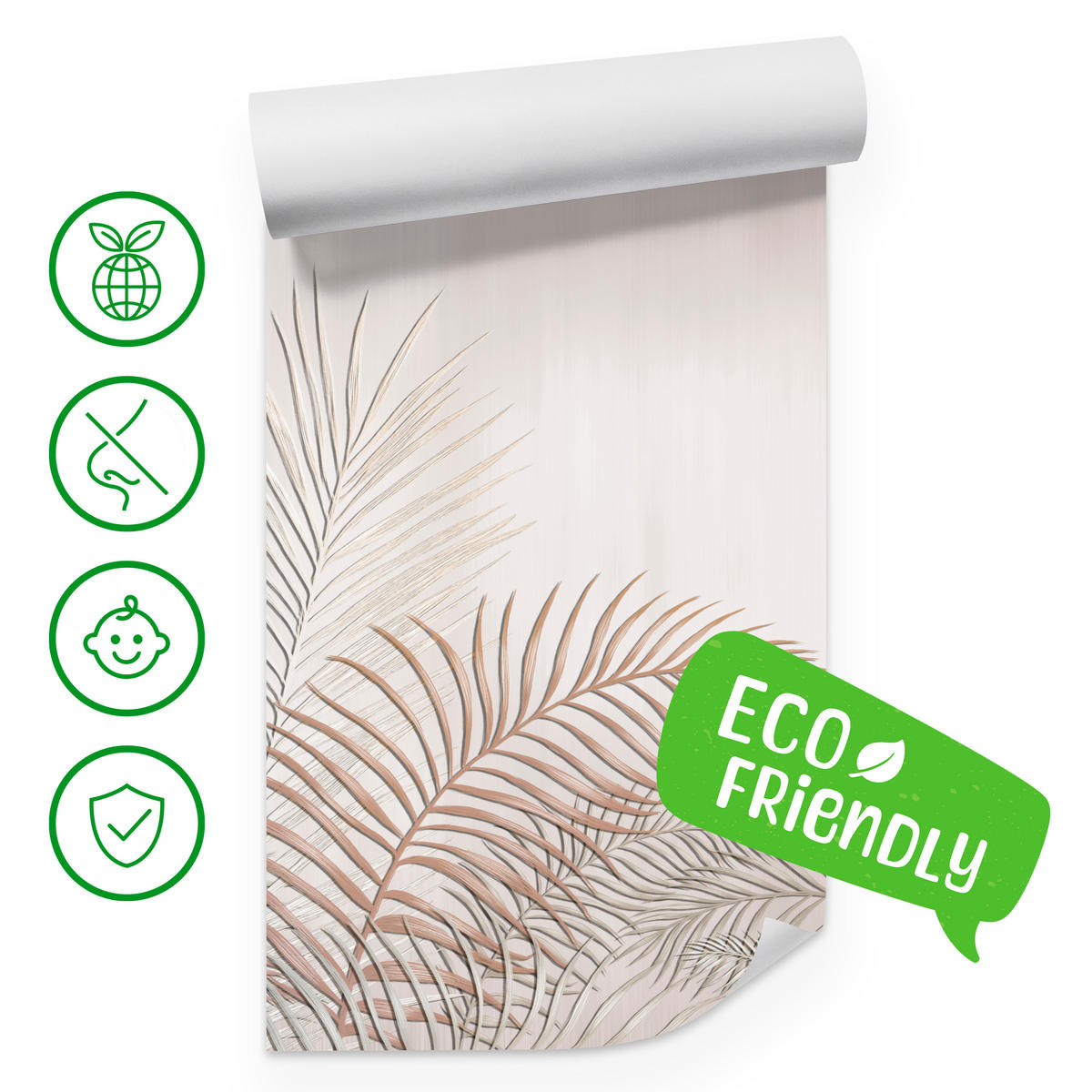 FOTOTAPETE für Schlafzimmer Beige Palmenblätter Delikat 450x315 - Beige/Braun, Papier (450/315cm) - Muralo