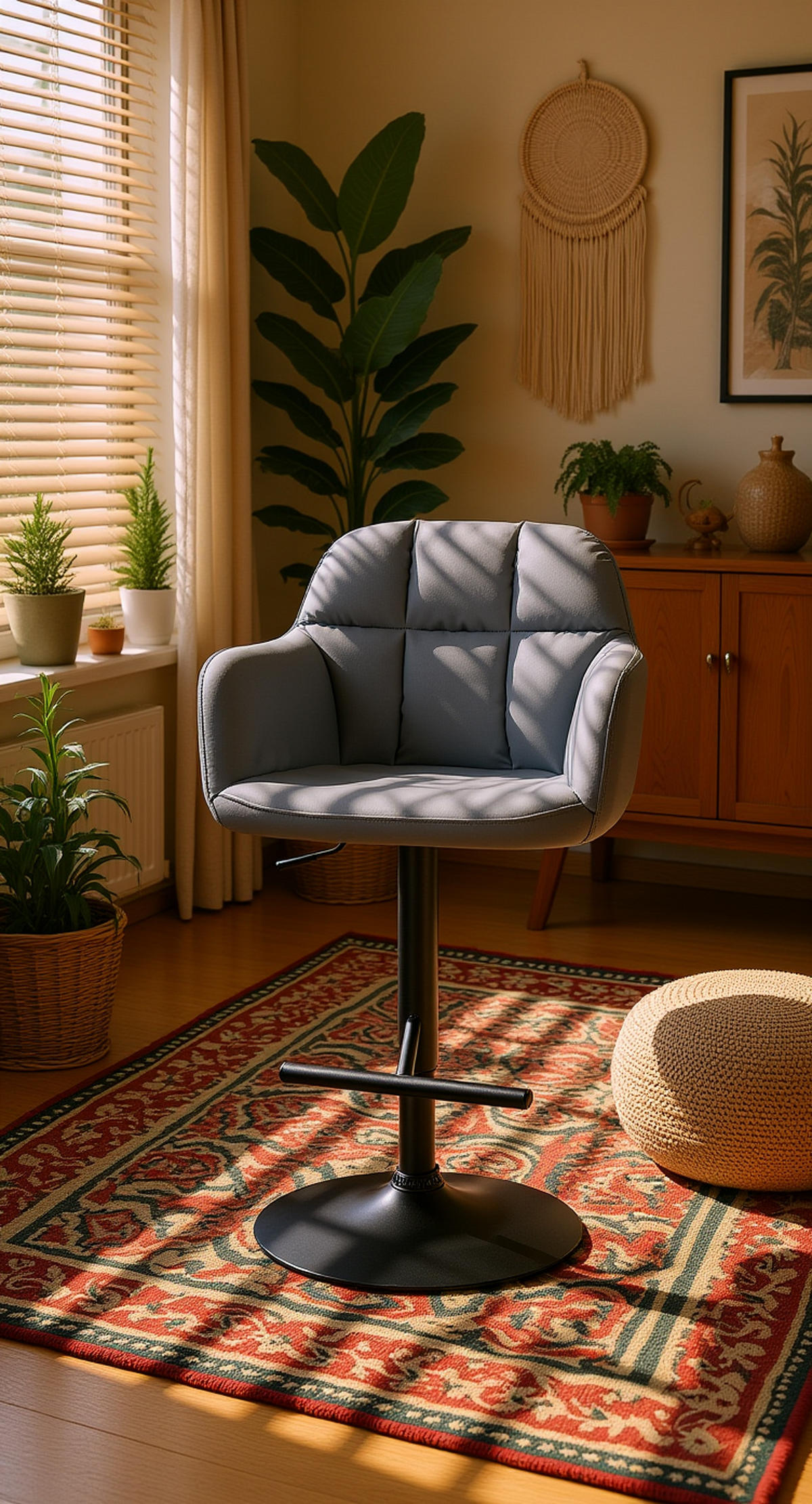 BARHOCKER Nardo Kunstleder schwarz grau - Schwarz/Grau, Kunststoff/Metall (57/118/59cm) - TPFLiving