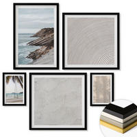 WANDBILDER 5er-Set - 50x50 cm & 20x30 cm & 40x60 cm Schwarzer Rahmen - Sommerlicher Sandstrand mit Meerblick - Schwarz, Kunststoff (40/60cm) - ArtPrintCave