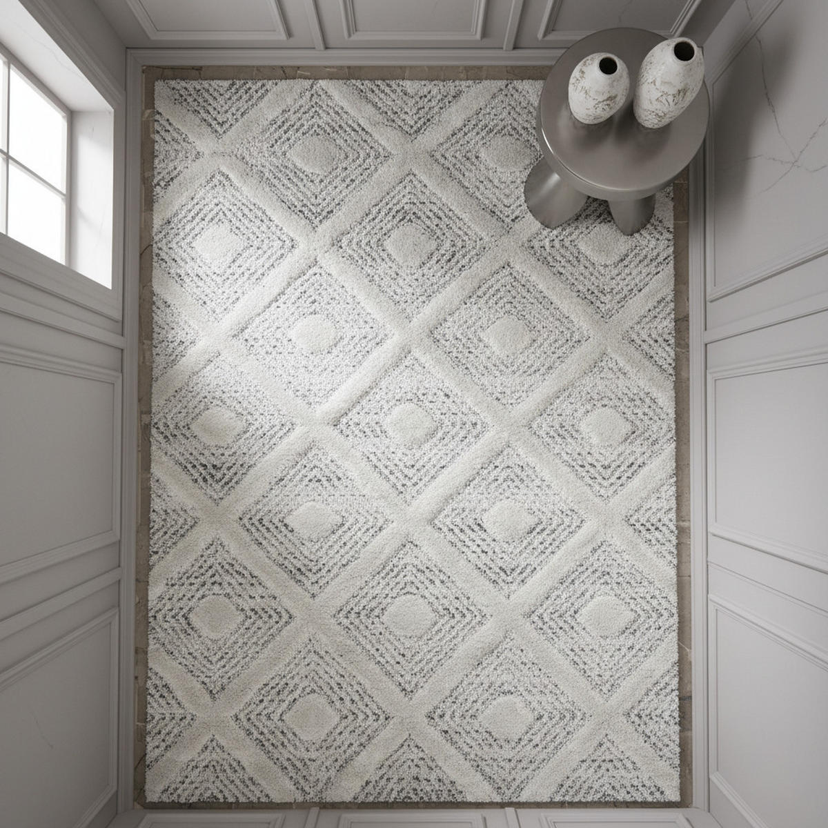 TEPPICH Wohnzimmer 3D Geometrisch Modern Waschbar OEKO-TEX Grau 120x170 cm Schadstoffgeprüft – EISACK - Grau, Textil (170/120cm) - KADIMA DESIGN