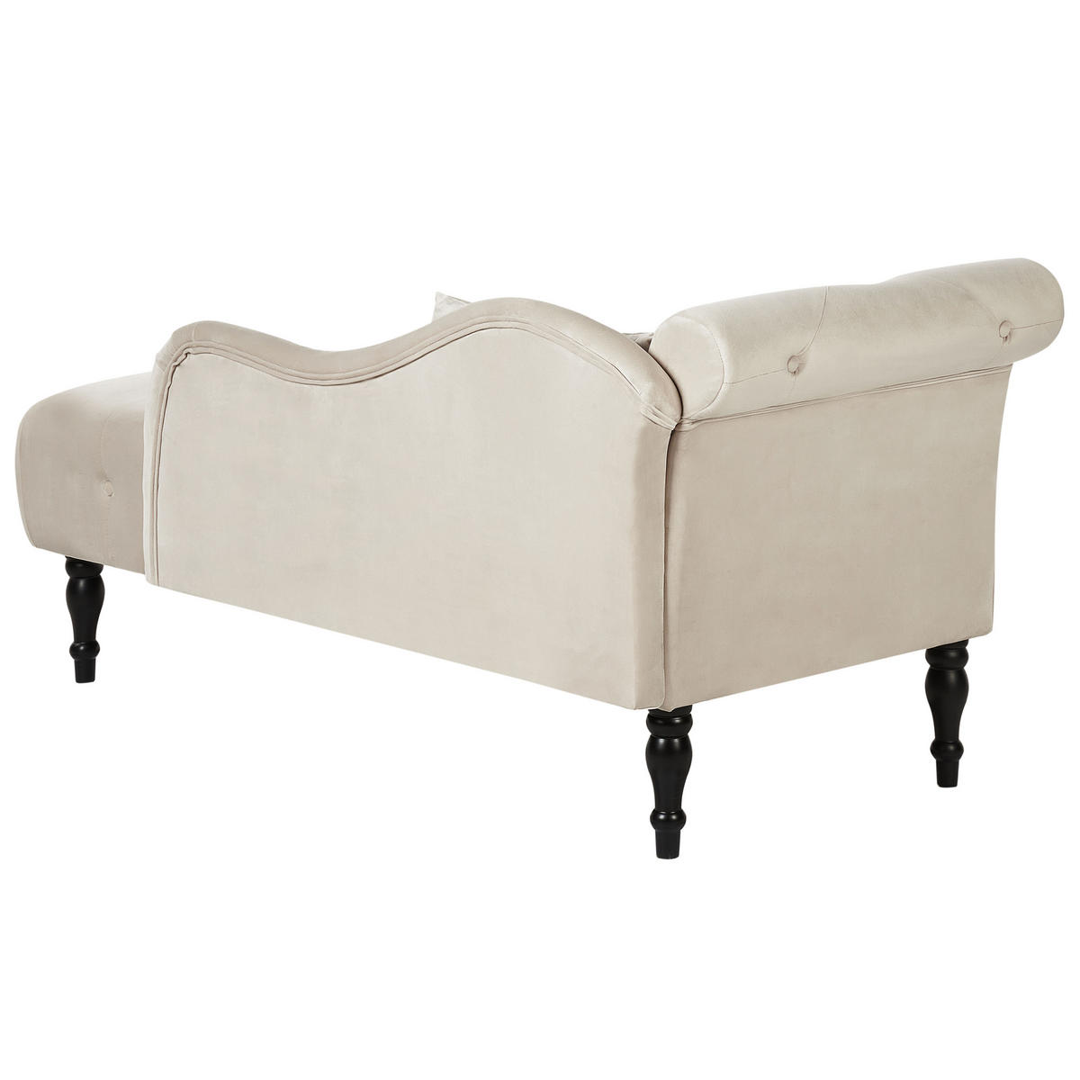 ČALOUNĚNÉ LEHÁTKO CHAISE LONGUE LEVOSTRANNÉ Sametová látka Světle béžové Ivry - černá/béžová, textil (152/72/62cm) - Beliani