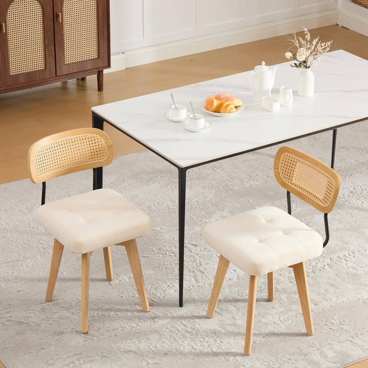 ESSZIMMERSTUHL 2er-Set, Chenille, Beige - Beige, Textil (50/77/43cm)