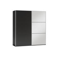 KLEIDERSCHRANK Govi 120 Schwarz, zweitüriger Schiebeschrank mit Spiegel - Schwarz, Holzwerkstoff (122/215/65cm) - Bettso