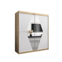 SCHWEBETÜRENSCHRANK 200/180/62 2-türig - Silberfarben/Weiß, Holz/Kunststoff (180/200/62cm) - Abiks Möbel