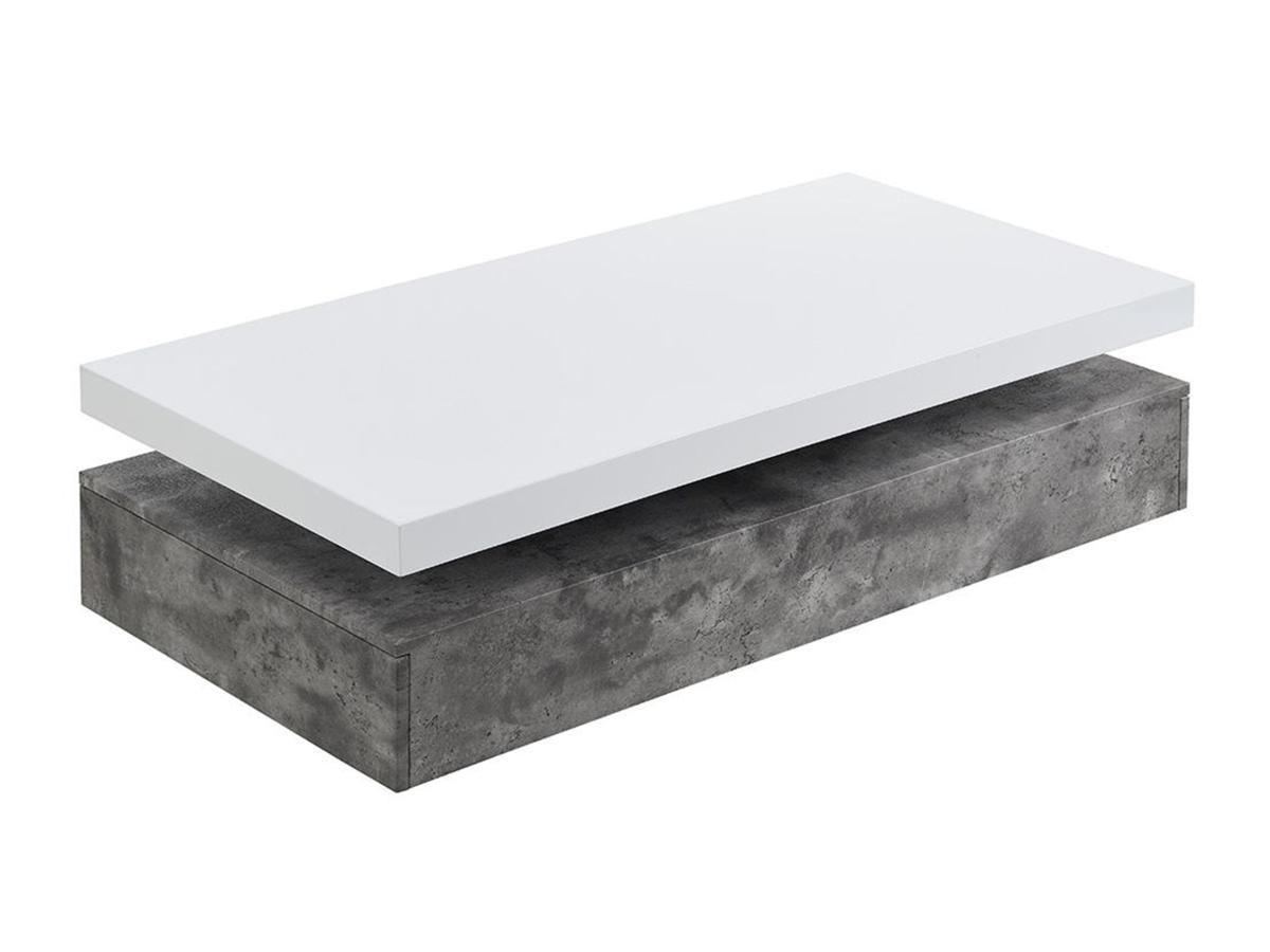 COUCHTISCH mit 2 Schubladen - MDF - Beton-Optik & Weiß - FELIX - Grau, Holz (120/60/35cm) - Vente-Unique