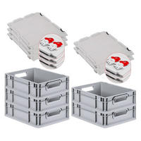 EUROBOX 5x Nextgen Economy Mit Scharnierdeckel Grau/Rot Griffe Offen 11 Liter - Rot, Kunststoff (30/12/40cm) - PROREGAL
