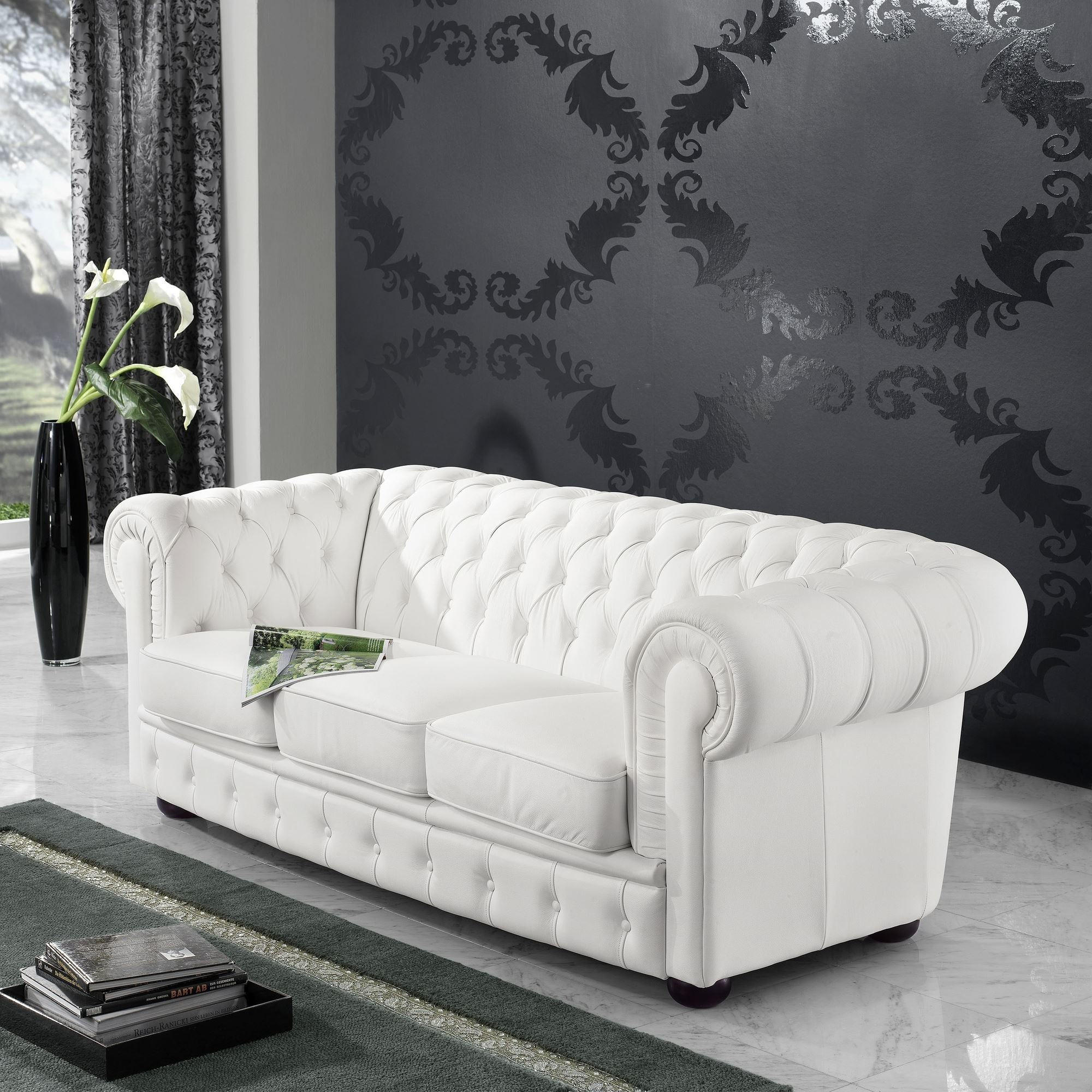 Thumbnail - 58aufmkessel Sofa, Weiß, Leder, 200x76x98 cm, Wohnzimmer, Sofas & Couches, Sofas, Chesterfield Sofas