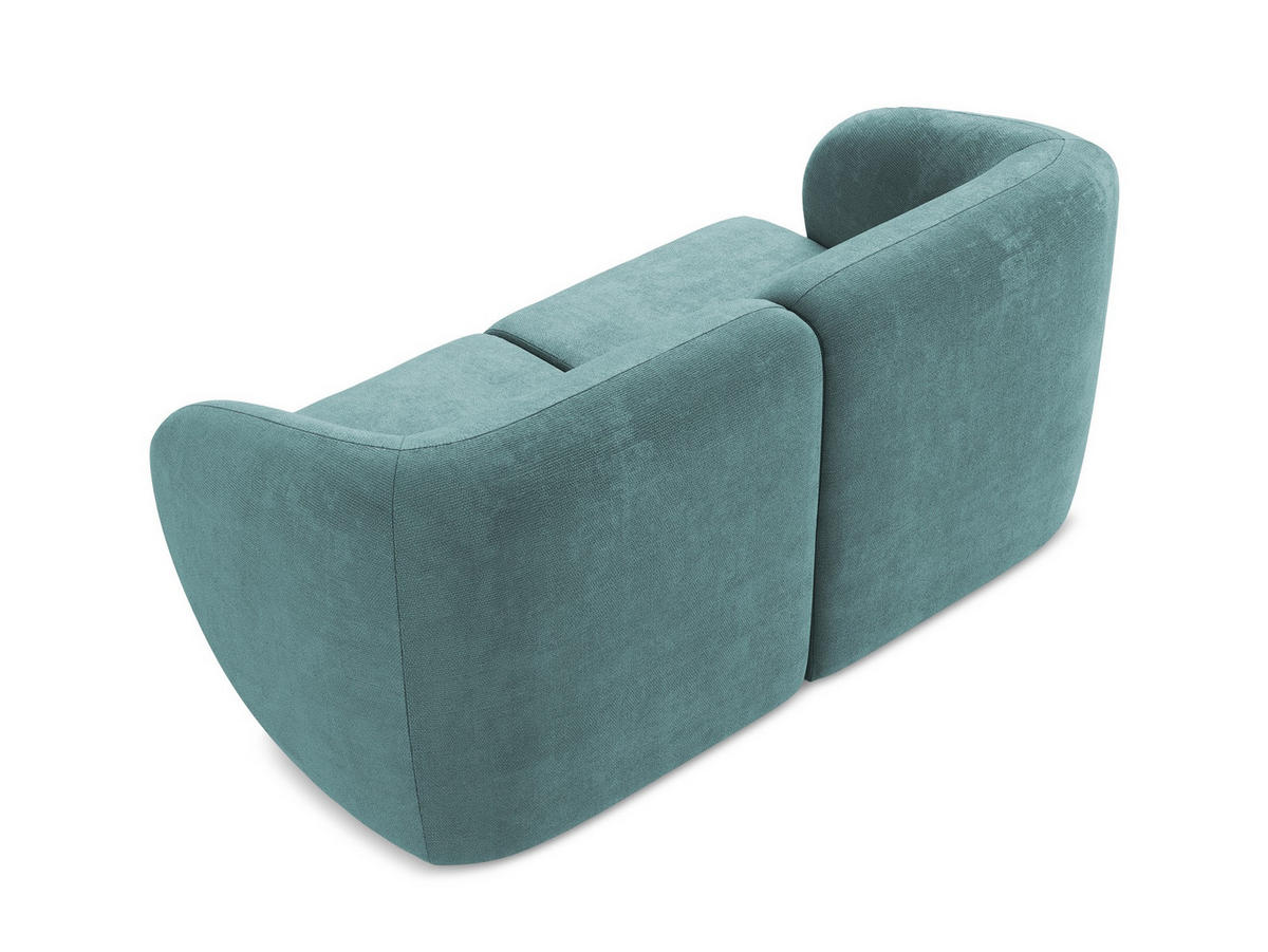 2-SITZER-SOFA Chenille Stoff Blau - Blaugrau/Schwarz, Holzwerkstoff/Kunststoff (174/75/94cm) - Makamii