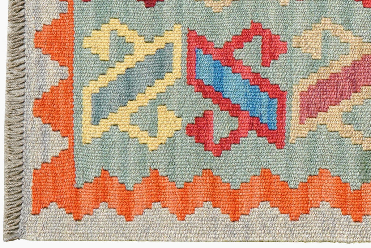 HANDWEBTEPPICH Kelim Gashgai Grün 201/61 cm Schurwolle - Grün, Textil (61/201cm) - Looma