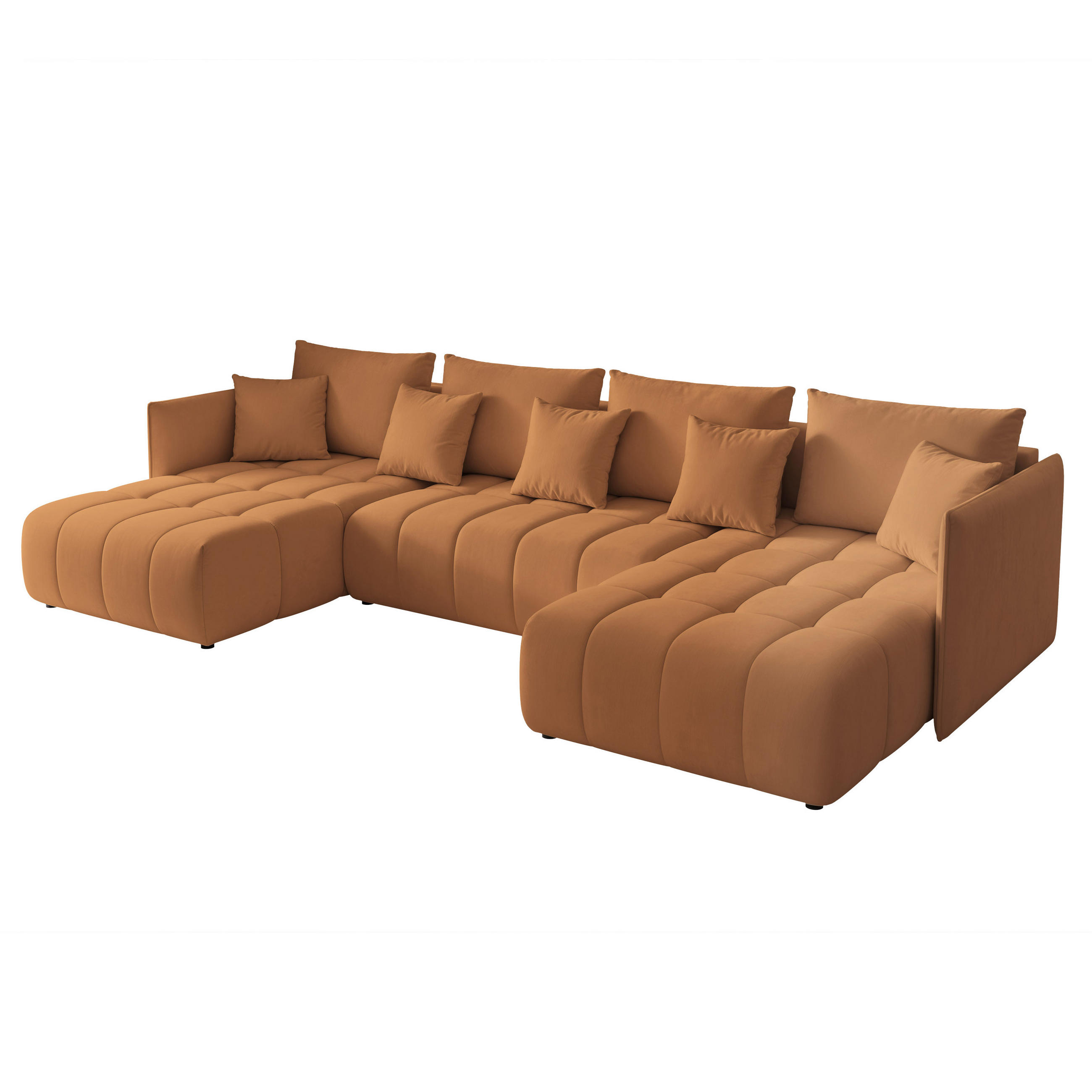 WOHNLANDSCHAFT OLIMPIA mit Schlaffunktion und Bettkasten Orange - Orange, Holzwerkstoff/Kunststoff (353/83/180cm) - Idohome