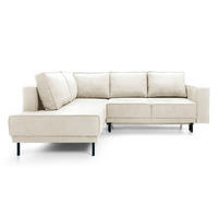 ECKSOFA Rodario Hellbeige Velours - Ecru/Schwarz, Textil/Metall (247/187cm) - Selsey