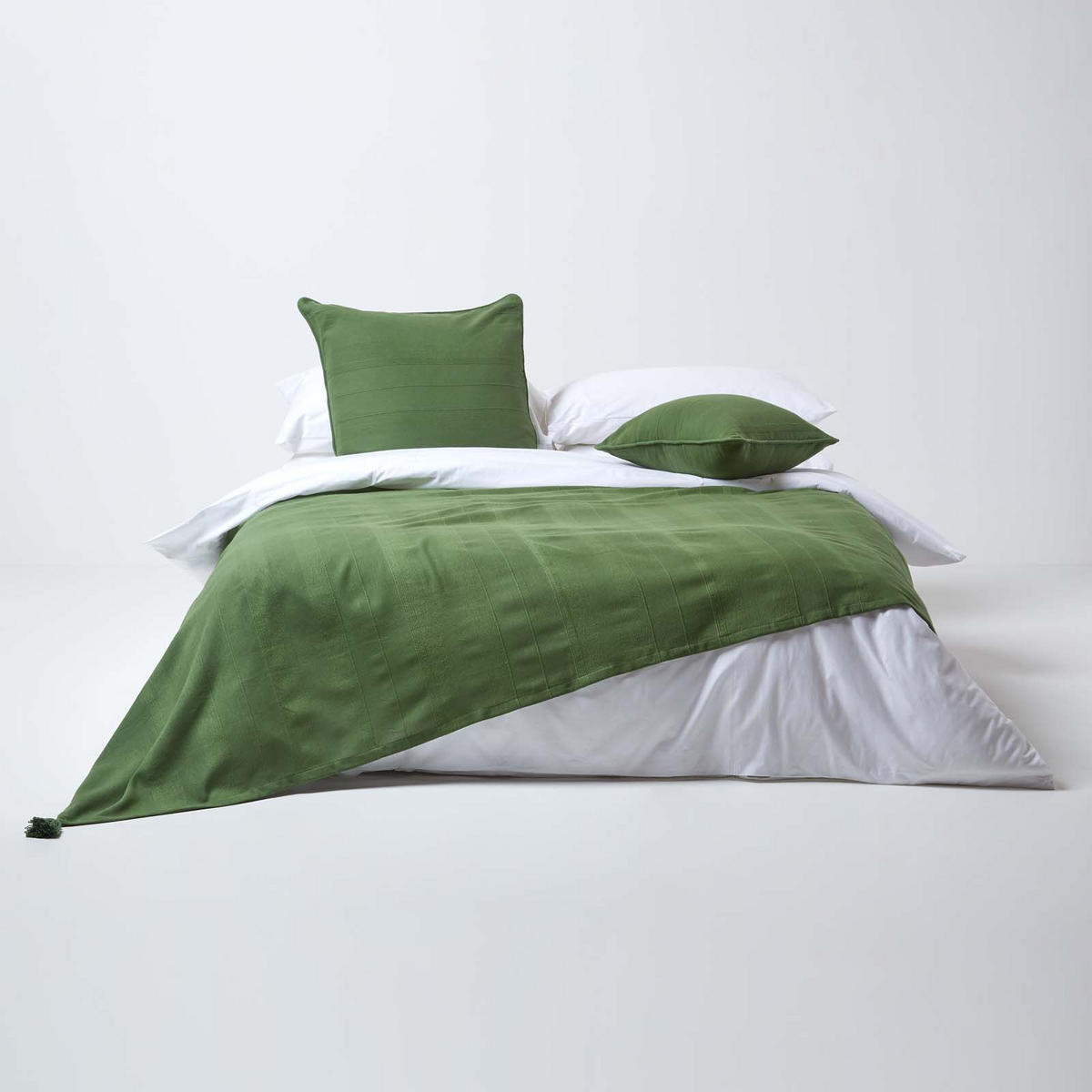 WOHNDECKE Rajput 150/200 cm, 100% Baumwolle - Olivgrün, Textil (150/200cm) - Homescapes
