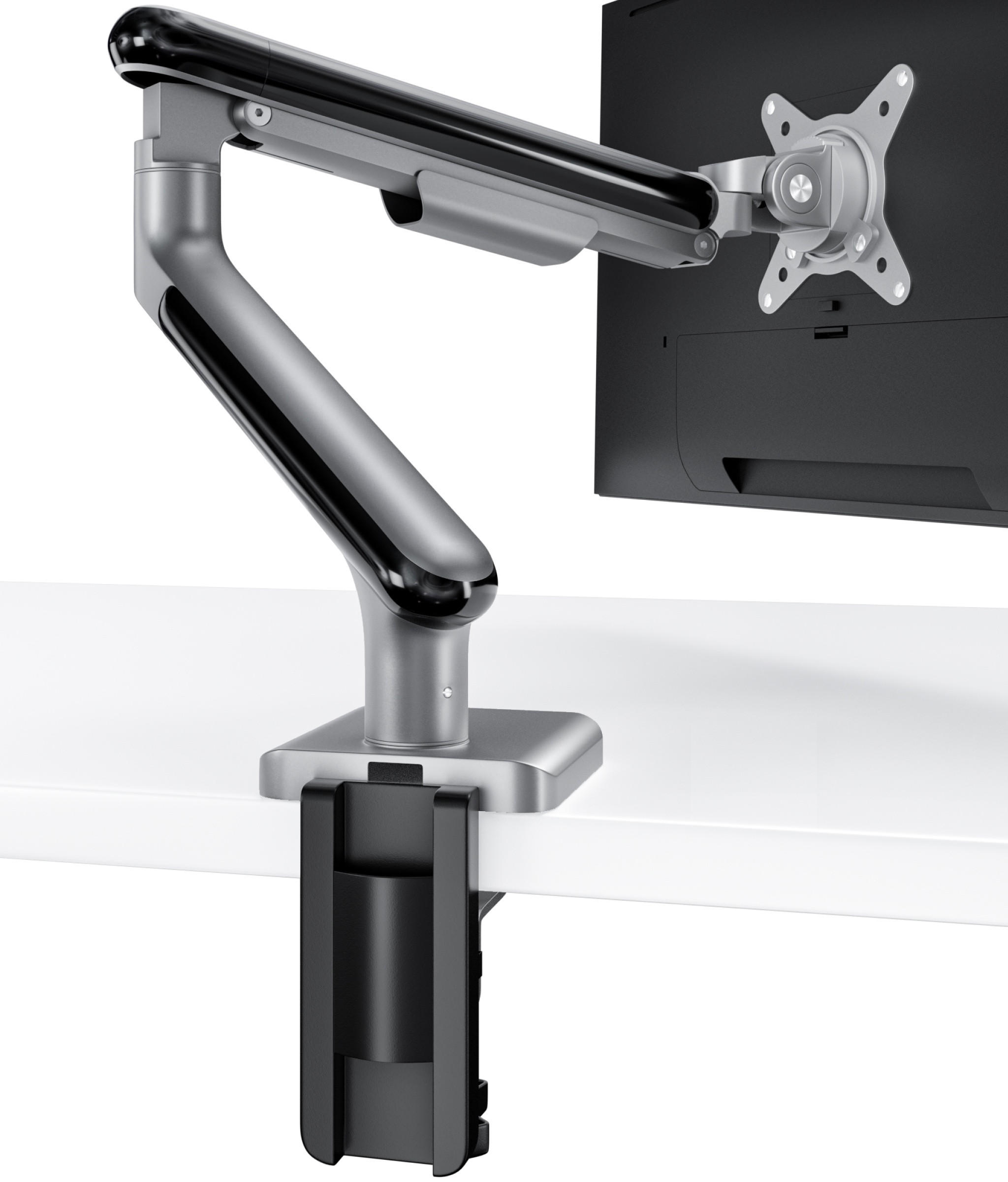 MONITORHALTERUNG, Schwarz, Tischhalterung für 1 Monitor 17"-32", VESA 75x75mm, VESA 100x100mm - Weiß, Kunststoff/Metall (55.9/11.5/60cm) - Desktronic