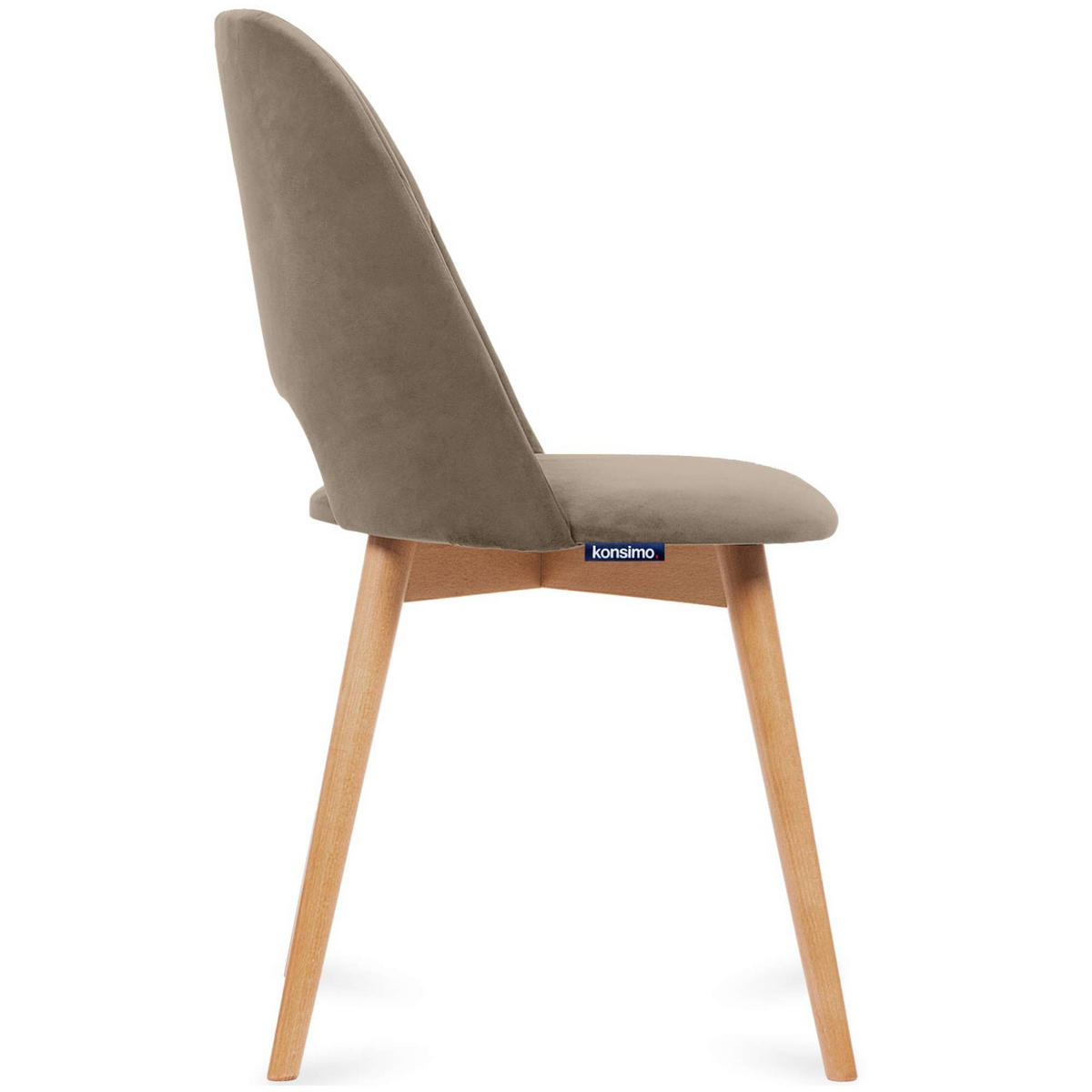ESSZIMMERSTUHLE TINO 2-tlg Velours-Sitz, Beige - Eichefarben/Beige, Holz/Textil (48/86/44cm) - KONSIMO®