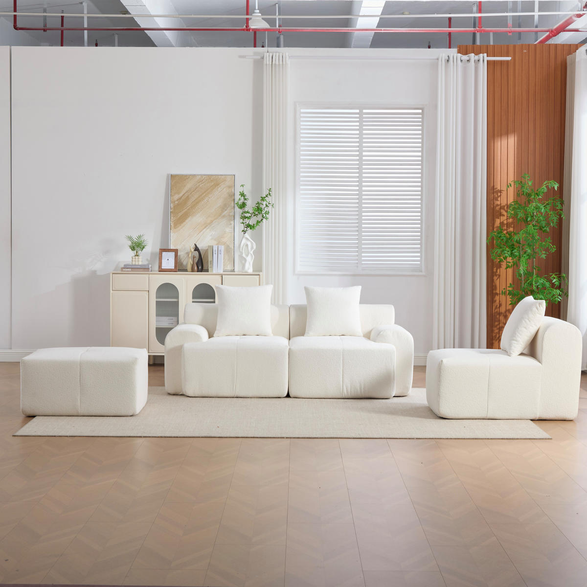 ECKSOFA Cord Beige ohne Montage - Weiß, Textil (261/164cm) - WISHDOR