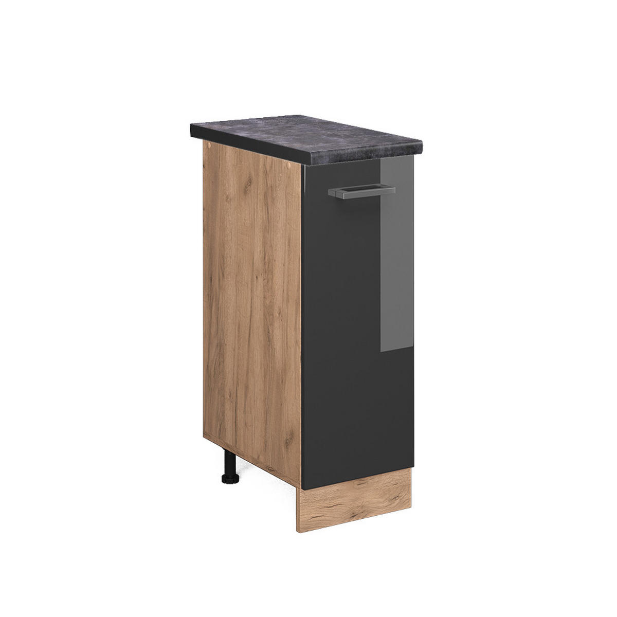 APOTHEKERSCHRANK R-Line Anthrazit Hochglanz 30 cm, AP Anthrazit - Honigeiche/Schwarz Hochglanz, Holzwerkstoff (30/81.6/60cm) - Vicco