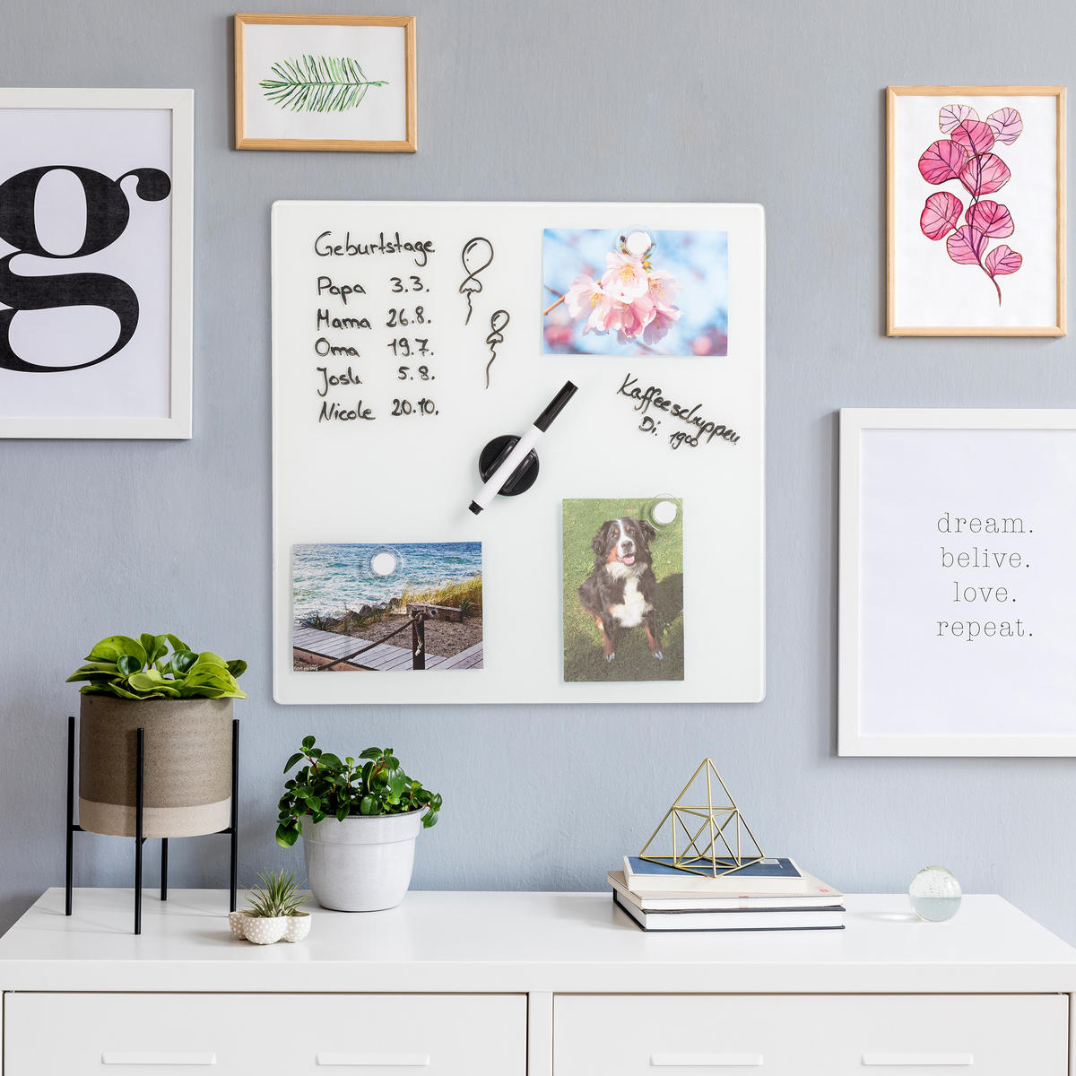 GLAS-MAGNETBOARD - Weiß, Glas/Metall (40/40/0.4cm) - Relaxdays