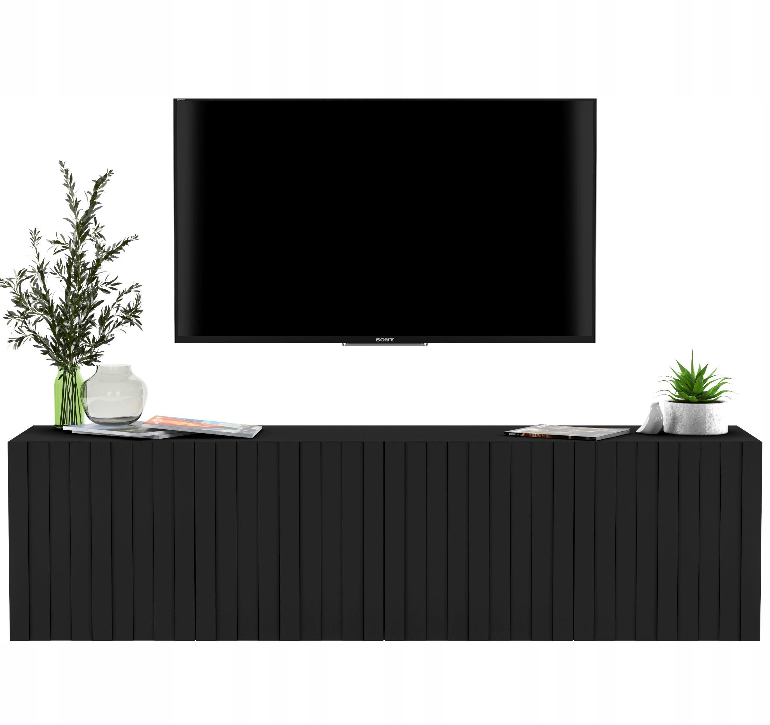 TV-SCHRANK Elpis Schwarz Matt Glamour 150 cm - Schwarz, Holzwerkstoff (150/37.5/36.5cm) - Meble Lindner
