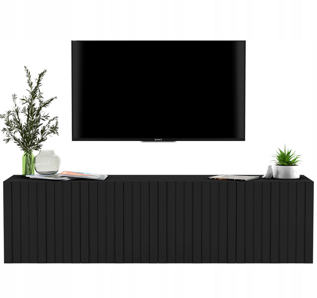 TV-SCHRANK Elpis Schwarz Matt Glamour 150 cm - Schwarz, Holzwerkstoff (150/37.5/36.5cm) - Meble Lindner