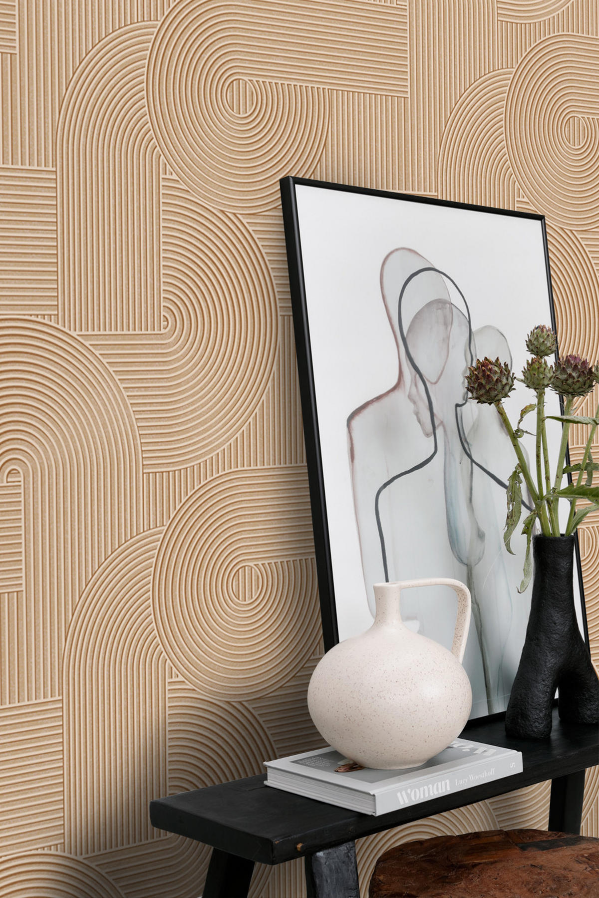 TAPETE 3D-Muster 53 cm x 10.05 m - Terracotta, Papier (53/1000cm) - Origin Wallcoverings