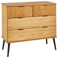 KOMMODE mit 4 Schubladen Kiefernholz Braun Timmins - Hellbraun, Holz (100/91/45cm) - Beliani