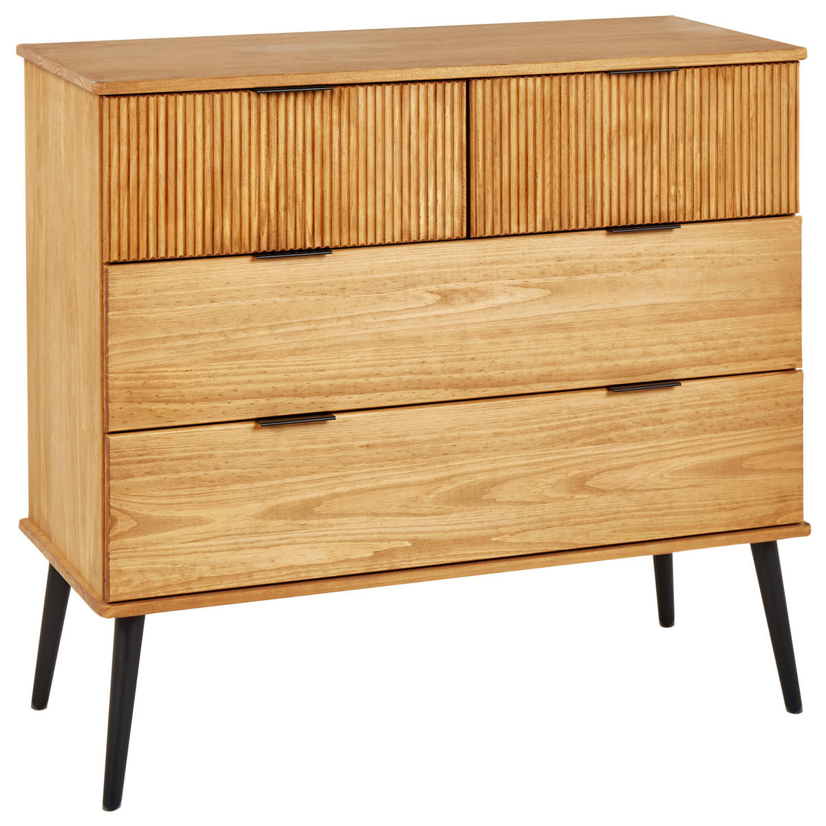 KOMMODE mit 4 Schubladen Kiefernholz Braun Timmins - Hellbraun, Holz (100/91/45cm) - Beliani