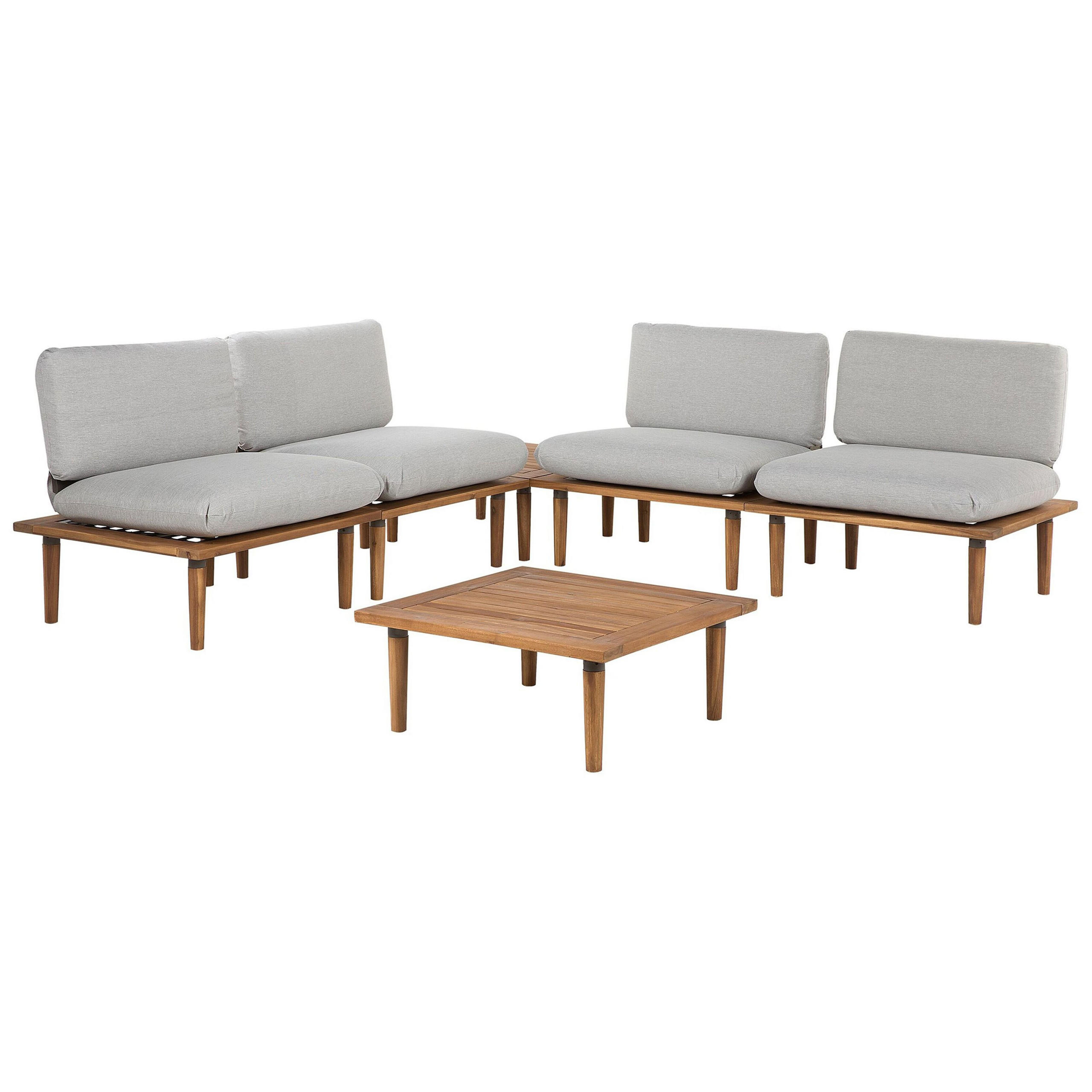 4-SITZER LOUNGE SET Akazienholz Grau Frascati - Grau, Holz - Beliani