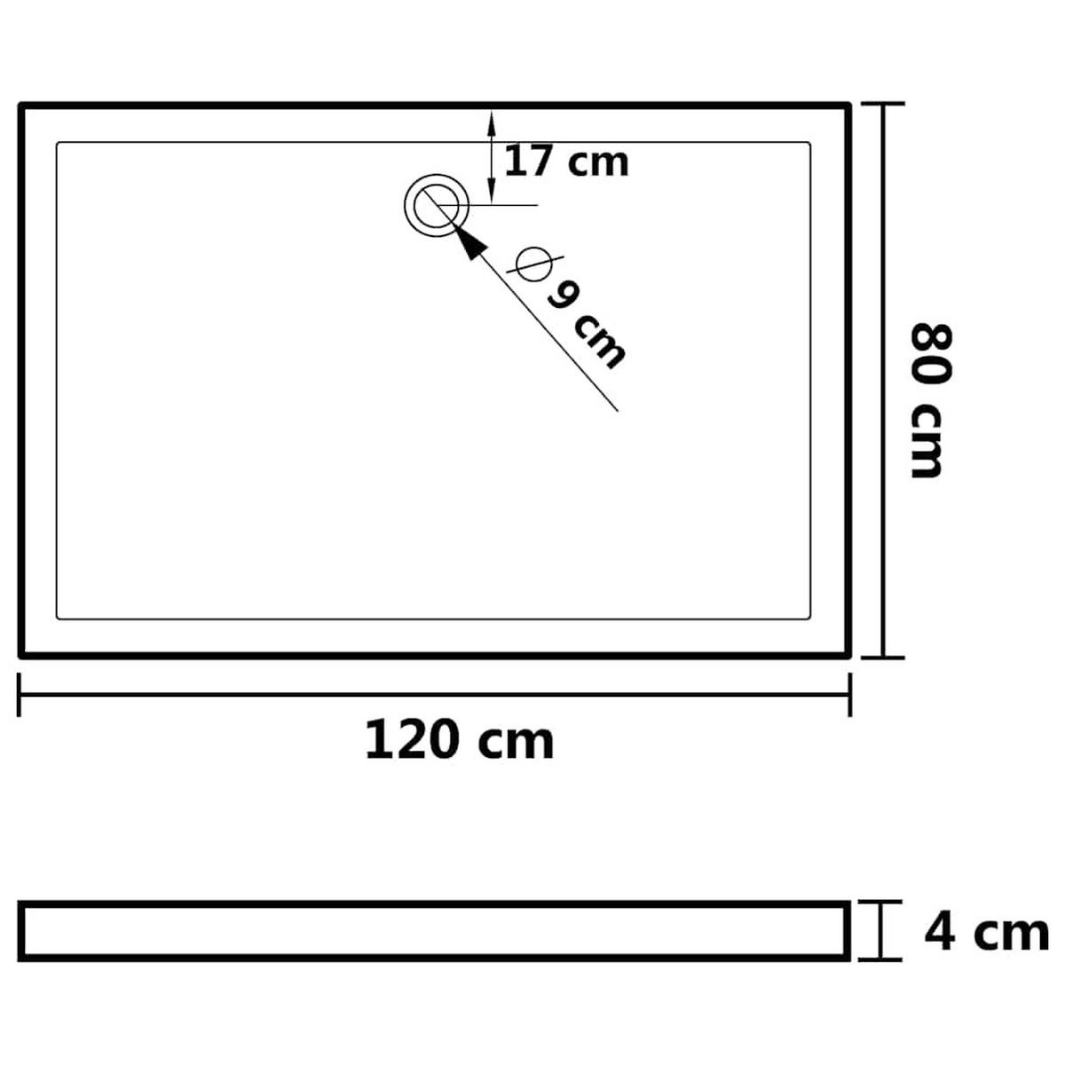 DUSCHTASSE Rechteckig Weiss 80/120 Cm - Weiß, Glas (120/4/80cm) - vidaXL
