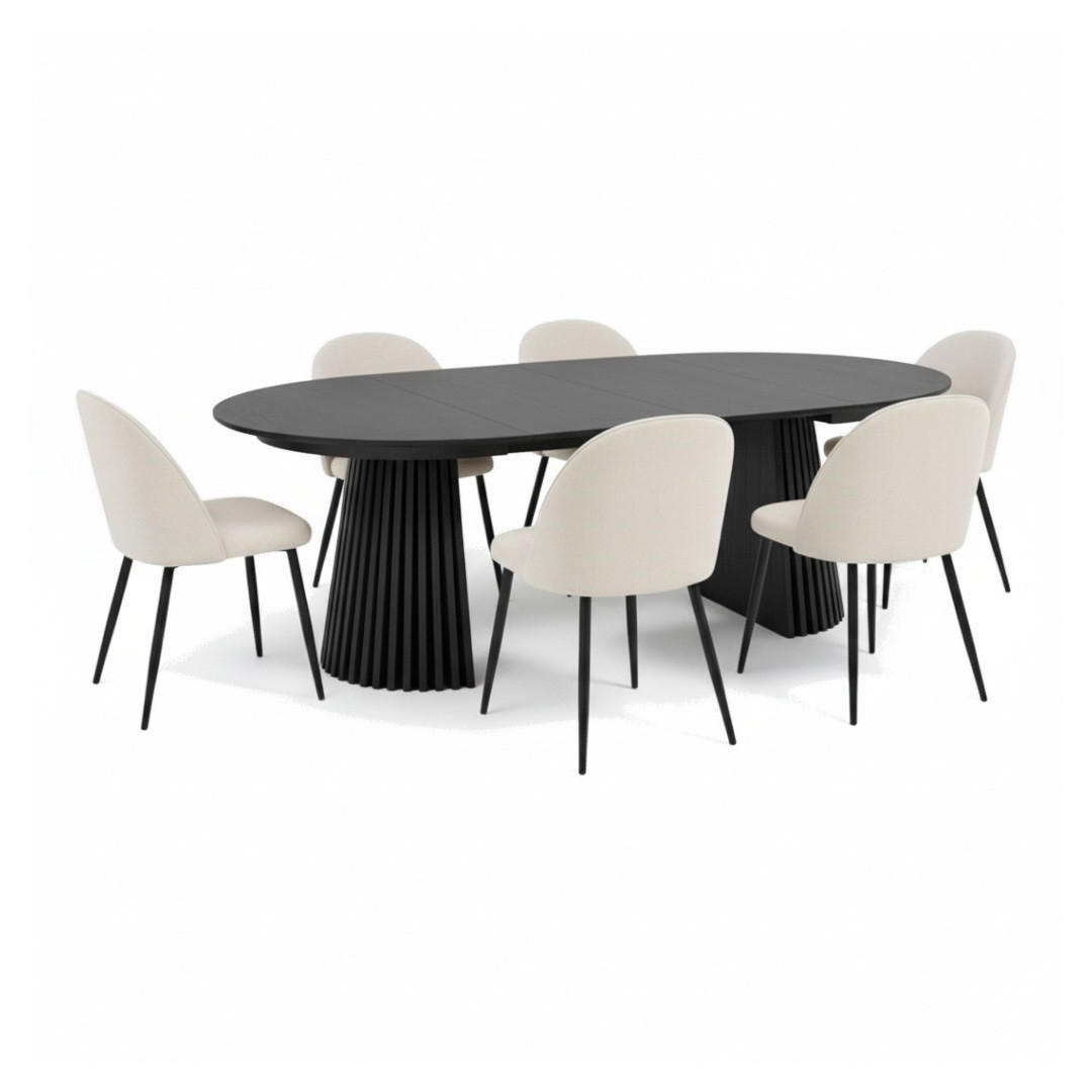 ebuy24 Tischgruppe Beige, Schwarz, Weiß 120x75x120 cm