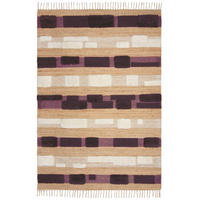 TEPPICH Hoch-Tief Struktur Gestreift, Patchwork-Optik, mit Fransen wendbar, Esszimmer schmutzabweisend Natur-Lila Rechteckig 160x230 - Lila, Textil (230/160cm) - KADIMA DESIGN