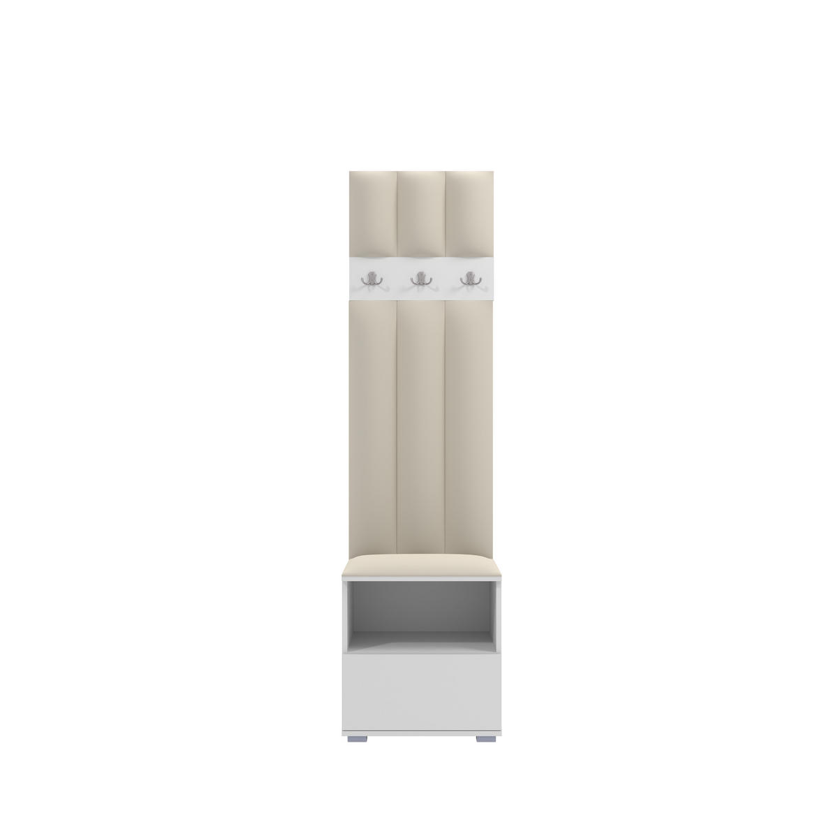 GEPOLSTERT Garderoben-Set Nela IV LUX (Farbe Weiß + Stoff Trinity 01) - Silberfarben/Creme, Holz/Holzwerkstoff (50/187/40cm) - Ravio