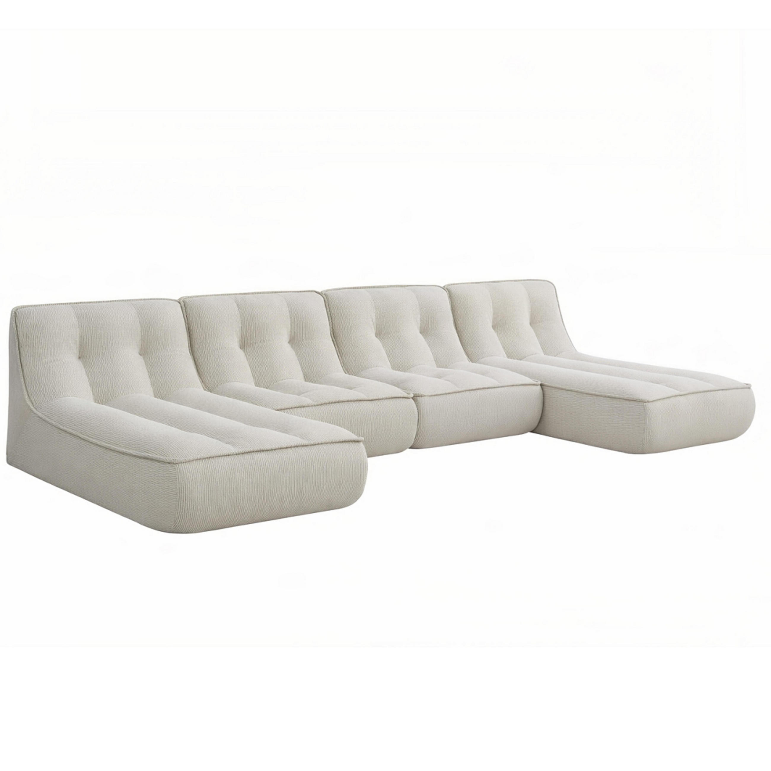 GARTENSOFA mit 4 Sitzplätzen, Ecru - Weiß, Textil (320/70/165cm) - Oviala