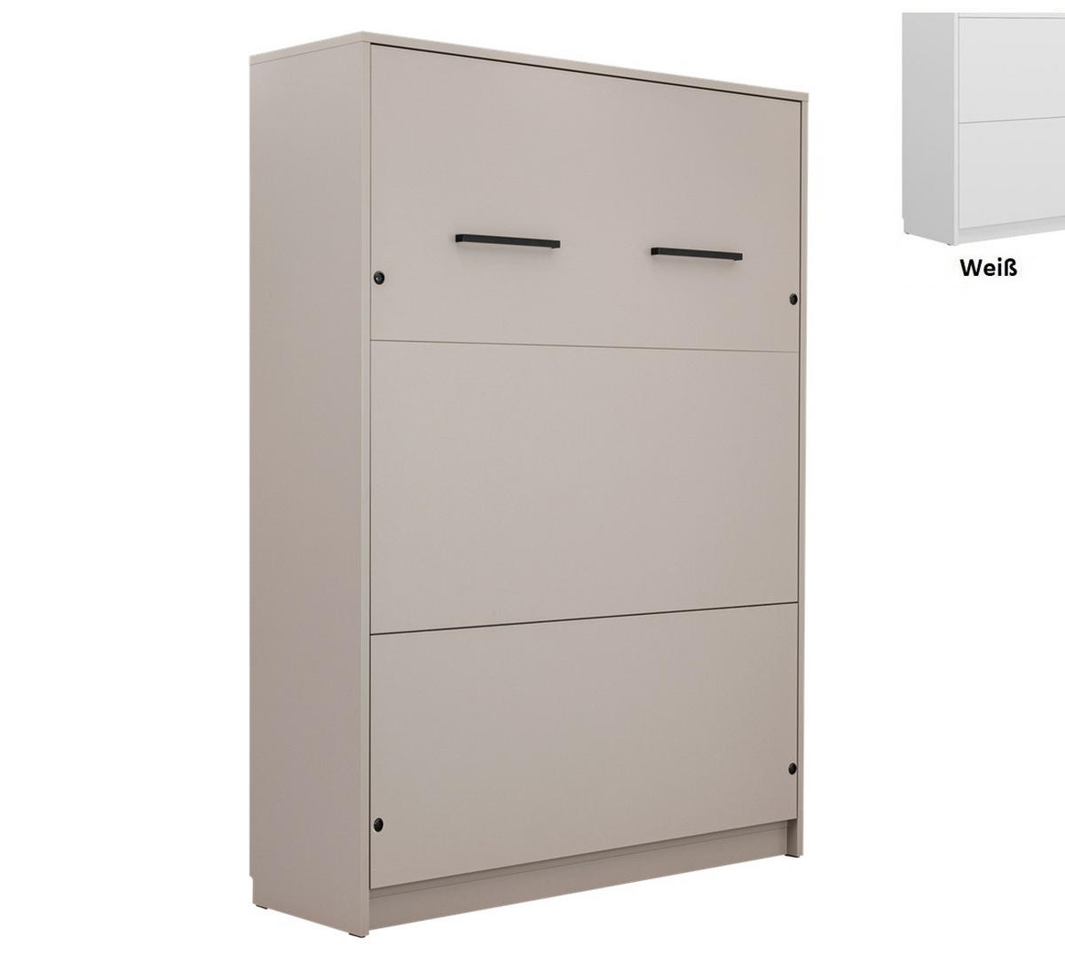 SCHRANKBETT Wandklappbett vetikal GN120x200 mit Schreibtisch und LED - Weiß-Matt - Weiß, Holzwerkstoff (120/200cm) - QMM TraumMöbel