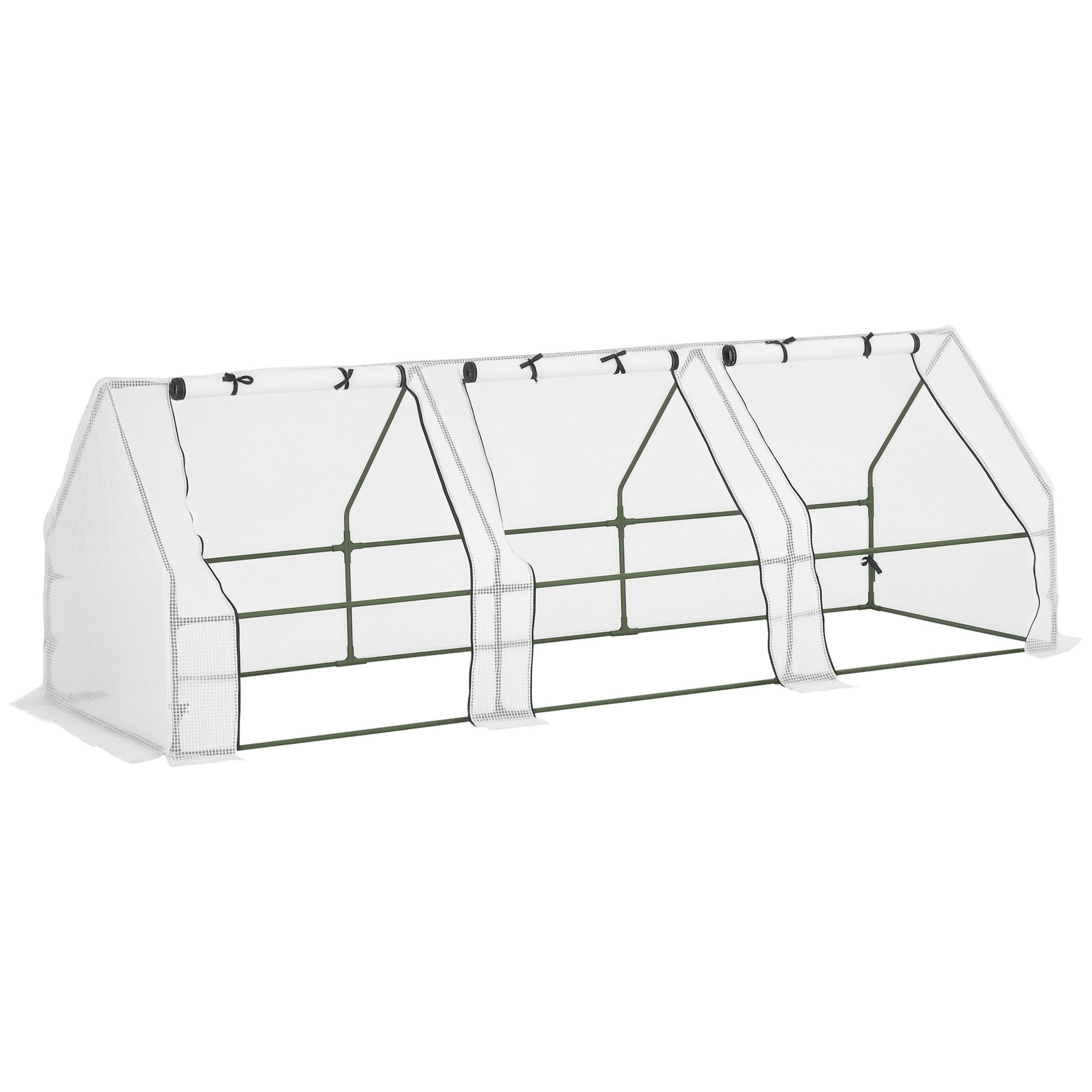 GEWÄCHSHAUS DE-05734 Mit Reißverschlussfenstern, winterfest Weiß - Weiß, Kunststoff/Metall (90/90/270cm) - ComfortXL