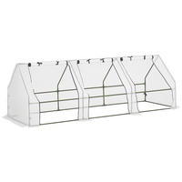 GEWÄCHSHAUS DE-05734 Mit Reißverschlussfenstern, winterfest Weiß - Weiß, Kunststoff/Metall (90/90/270cm) - ComfortXL