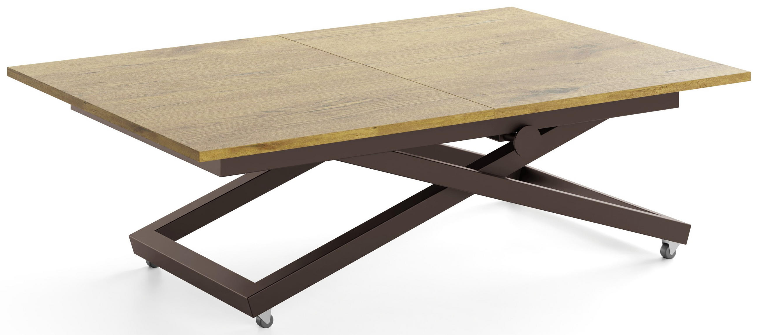 COUCHTISCH Axen höhenverstellbar ausziehbar, Eiche Braun 120-160/80/38-75 cm - Eichefarben/Braun, Holzwerkstoff/Metall (80/160/75cm) - WFL GROUP