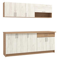 KÜCHENLEERBLOCK 200 cm in Weiß - Zinkfarben/Braun, Holz (200/206/60cm) - Homestyle4u