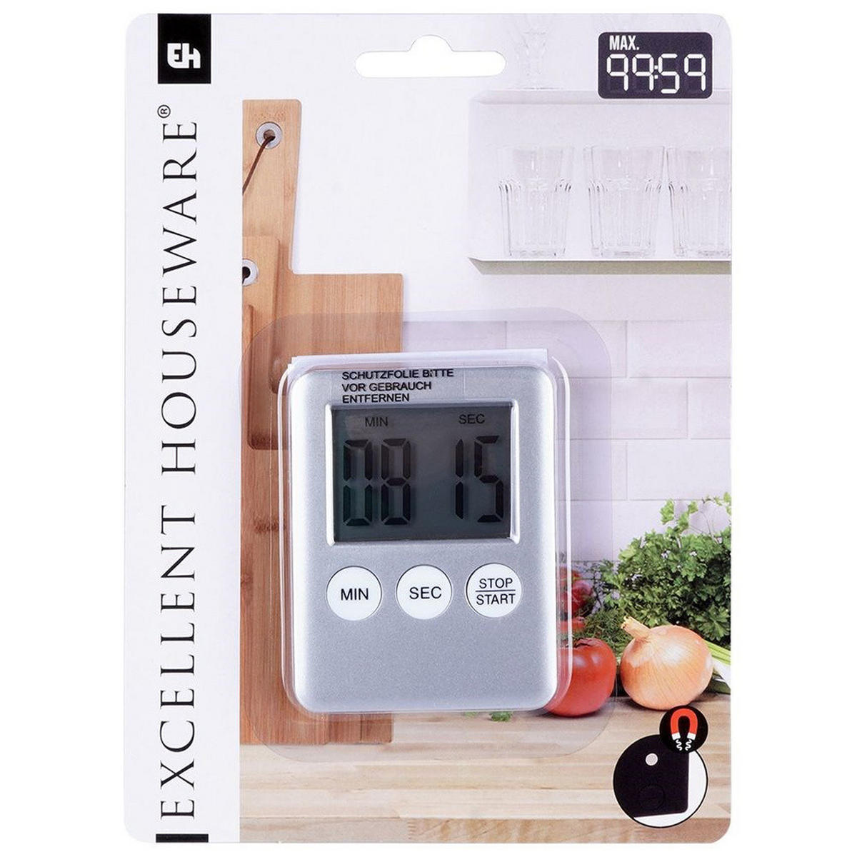 KÜCHENTIMER Silber Schwarz - Silberfarben, Kunststoff (7/1/5.5cm) - Excellent Houseware