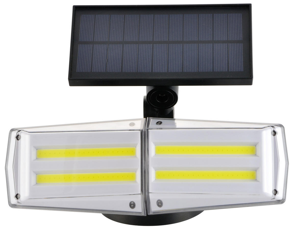 LED-SOLAR-STRAHLER - mit Hochfrequenz-Bewegungsmelder und schwenkbaren Fluter-Köpfen für Außenbereiche - Weiß, Kunststoff (17.8/18.4/15.8cm) - Northpoint