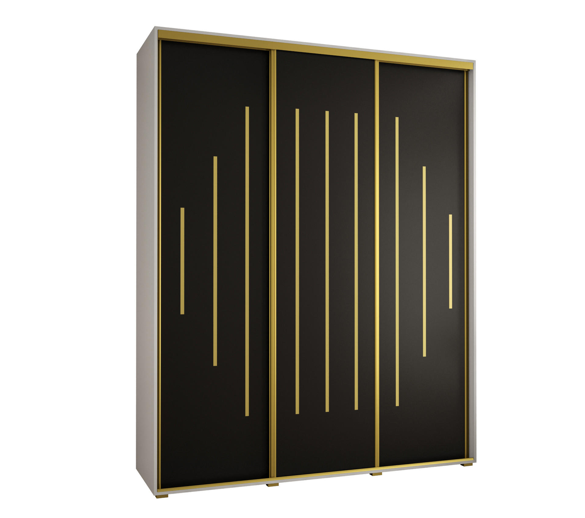 Abiks Möbel Schwebetürenschrank Weiß, Schwarz, Gold 190x235x45 cm