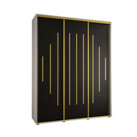 SCHWEBETÜRENSCHRANK 235,2/190/60 3-türig - Goldfarben/Schwarz, Holz/Metall (190/235/60cm) - Abiks Möbel